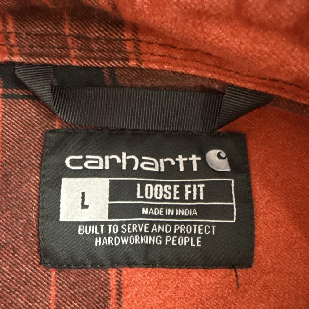 CARHARTT Loose Fit Heavyweight Flannel Red Plaid Long Sleeve‎ Shirt 105439 Large